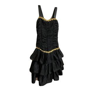 Positively ELLYN Strap Smock Tiered Cocktail Party Prom Black Dress Size 7/8 VTG